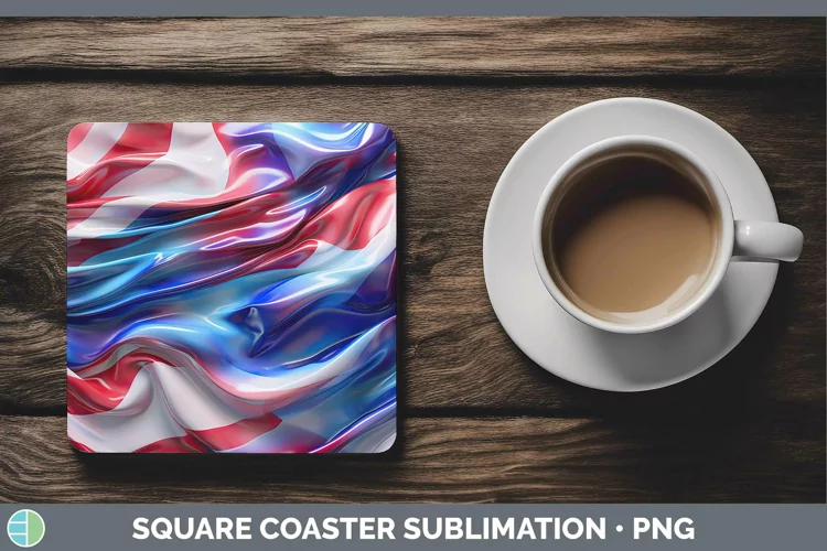 Patriotic Opalescent Square Coaster Sublimation Coaster Desi