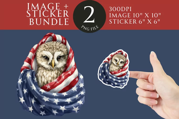 Patriotic Owl Sticker & Clipart Watercolor PNG