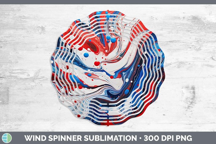Patriotic Paint Pour Wind Spinner Sublimation Spinner Design