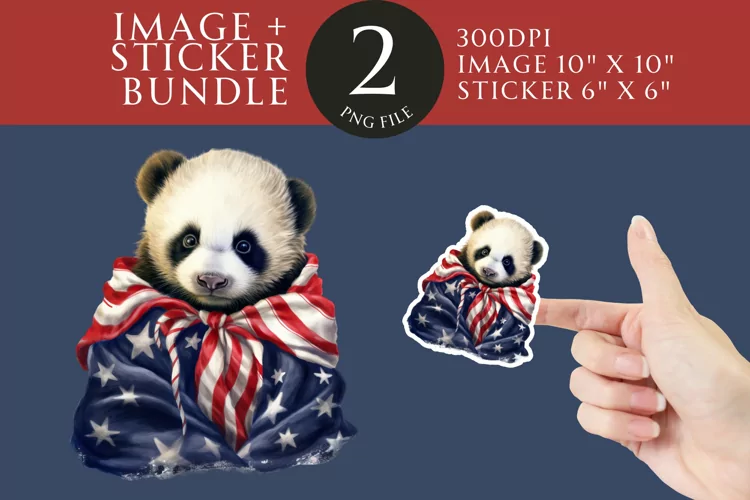 Patriotic Panda Sticker & Clipart Watercolor PNG