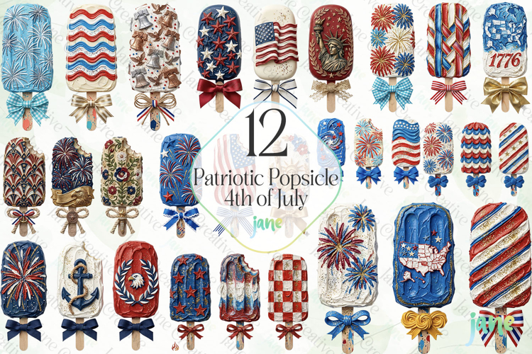 Patriotic Popsicle Trio 4th of July Clipart