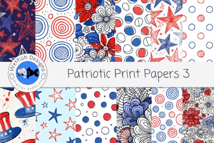 Patriotic Print Papers 3 example image 1
