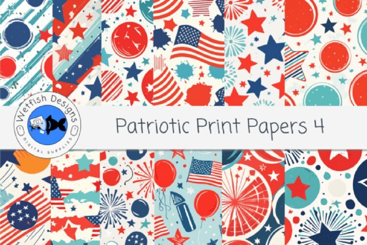 Patriotic Print Papers 4 example image 1