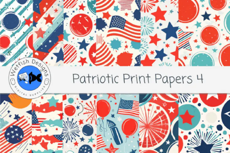 Patriotic Print Papers 4