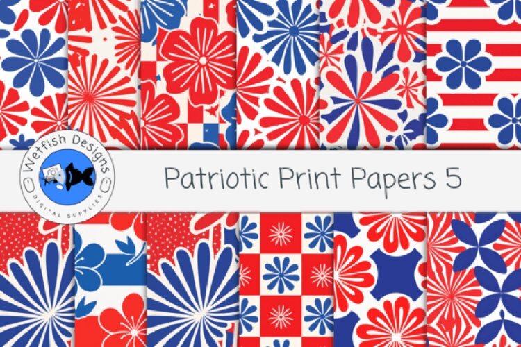 Patriotic Print Papers 5 example image 1