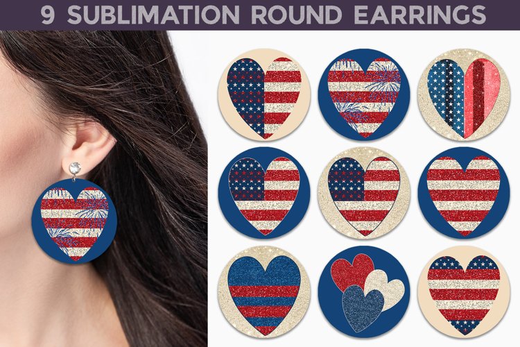 Patriotic Round Earrings | American Flag Round Earrings