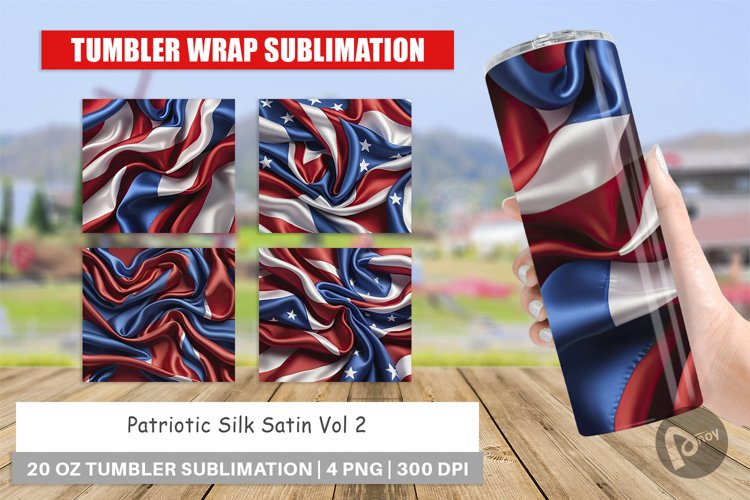 Tumbler Wrap Patriotic Silk Satin