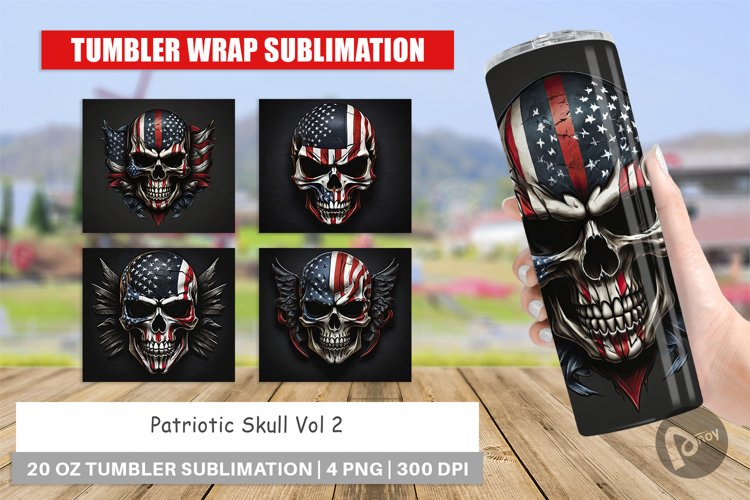 Tumbler Wrap Patriotic Skull