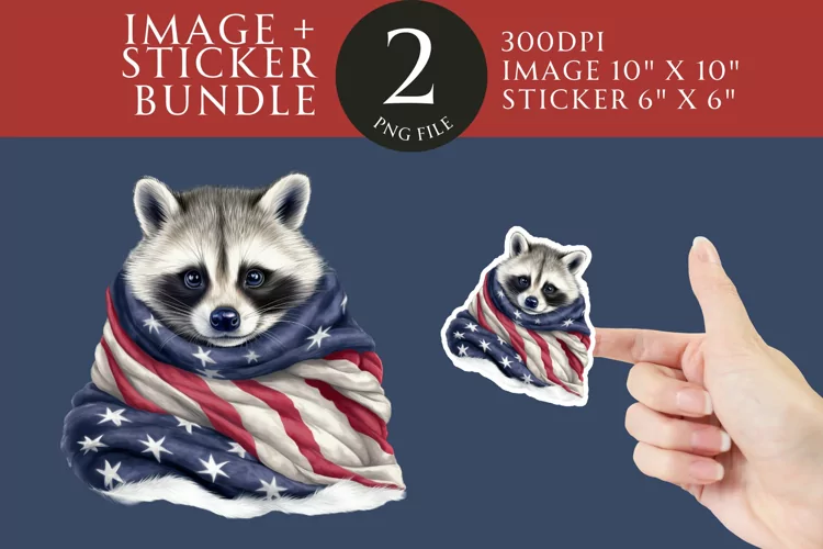 Patriotic Raccoon Sticker & Clipart Watercolor PNG