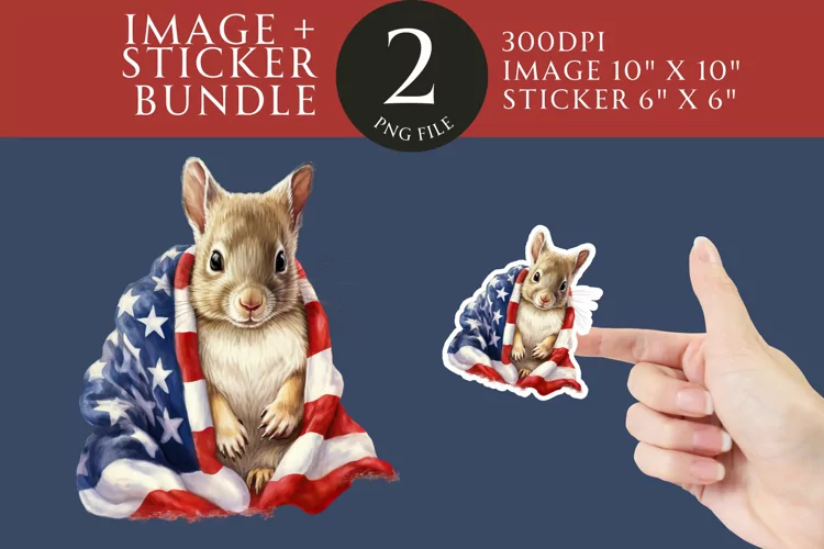 Patriotic Squirrel Sticker & Clipart Watercolor PNG