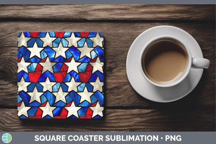Patriotic Stained Glass Square Coaster Sublimation Coaster D