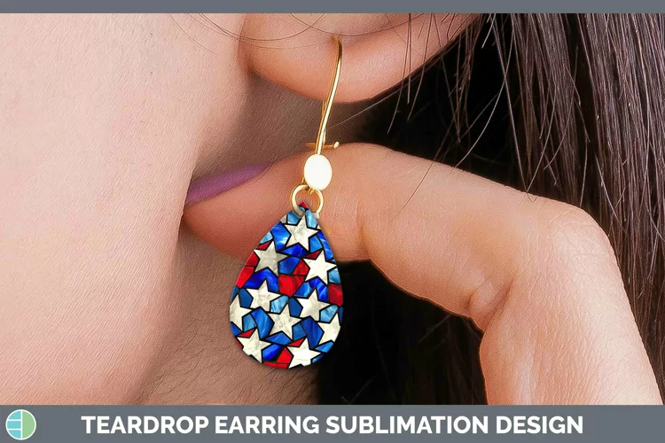 Patriotic Stained Glass Teardrop Earrings Sublimation Earrin