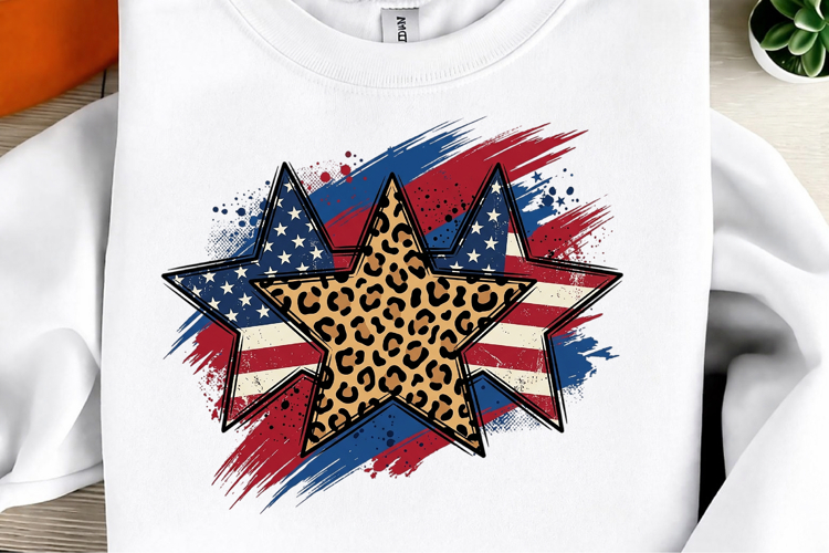 Patriotic Stars Leopard Hand Painted
