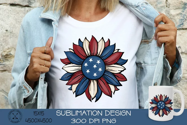 Sunflower Sublimation PNG|Patriotic 4th of July Design
