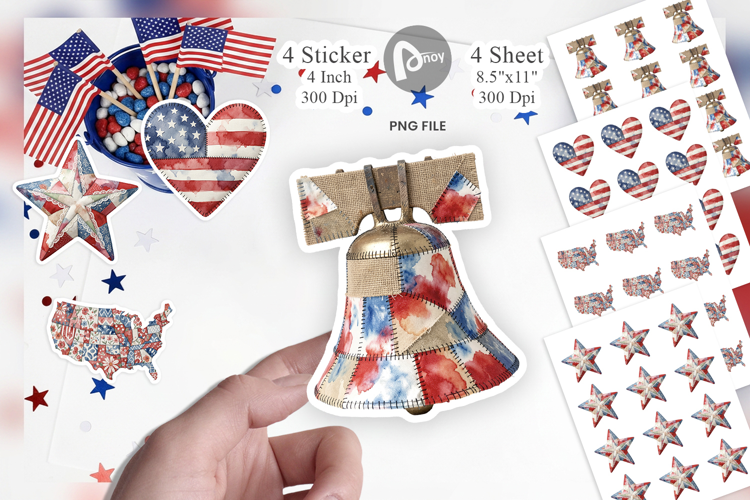 Patriotic Symbol Patchwork Sticker