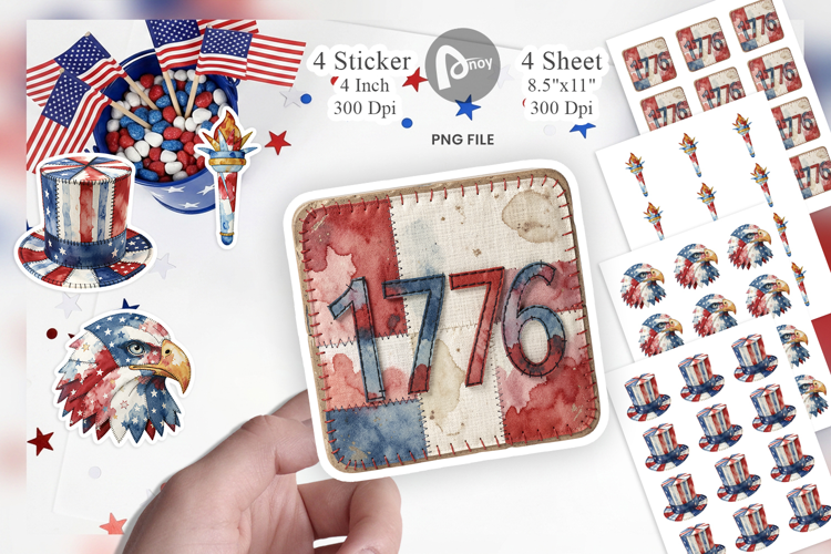 Patriotic Symbol Patchwork Sticker