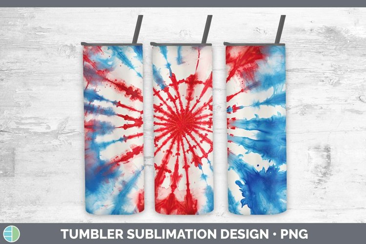 Patriotic Tie Dye Tumbler Sublimation 20 oz Skinny Tumbler D