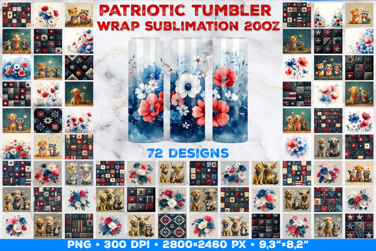 Patriotic Tumbler Wrap Sublimation Designs Bundle example image 1