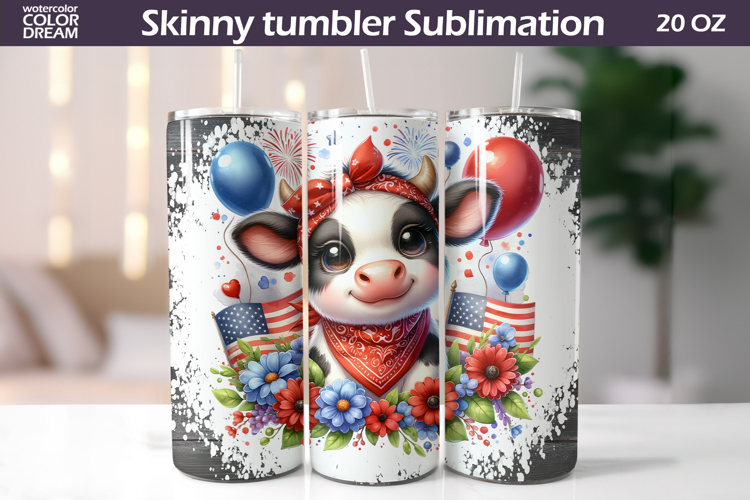 Patriotic Cow Tumbler | 4th Of July Tumbler Wrap