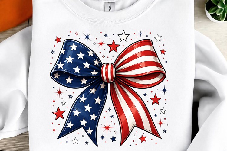 Patriotic USA Flag Bow PNG