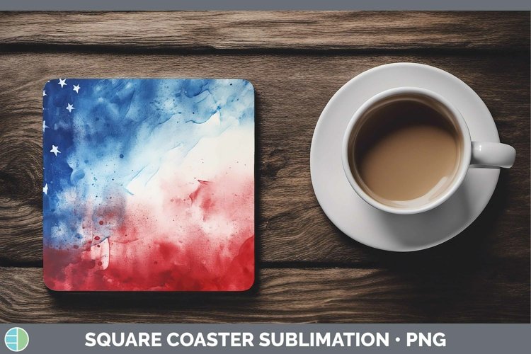 Patriotic Watercolor Square Coaster Sublimation Coaster Desi