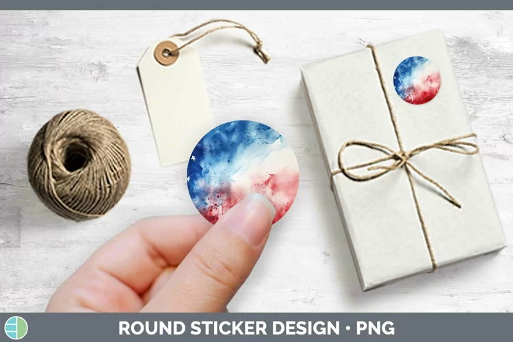 Patriotic Watercolor Stickers | Round Labels Designs