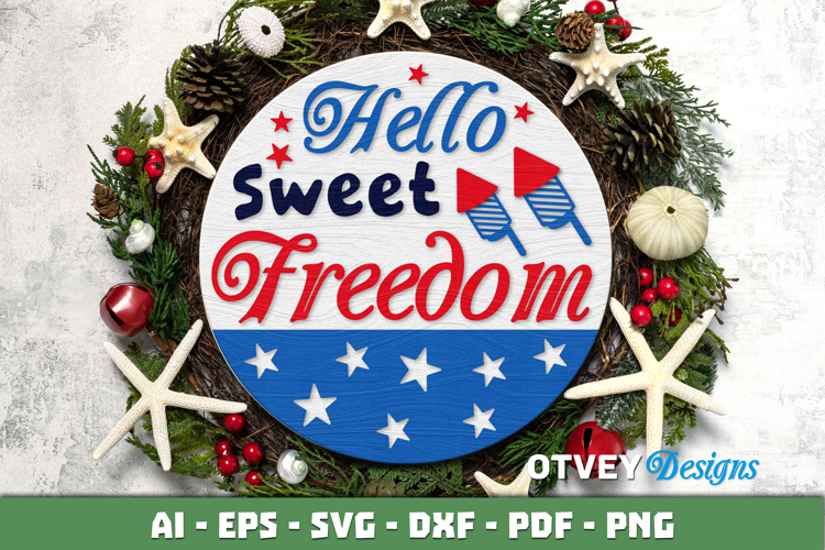 Patriotic Welcome Sign, Round Door Hanger