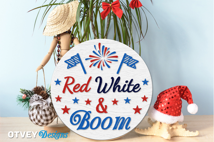 Patriotic Welcome Sign, Round Door Hanger