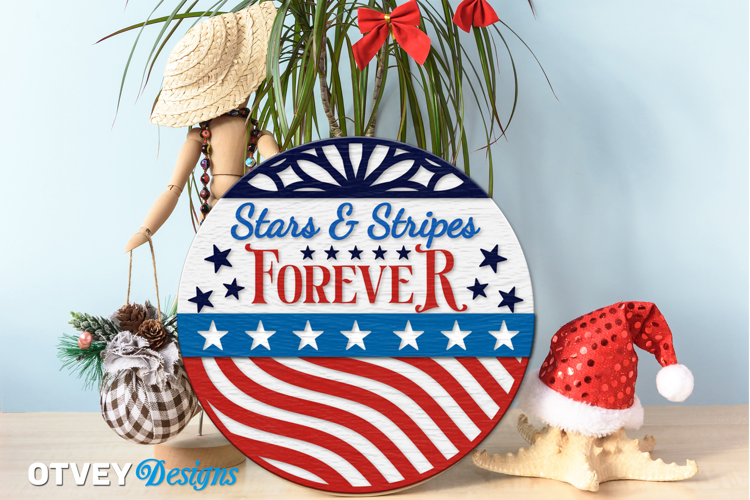 Patriotic Welcome Sign, Round Door Hanger