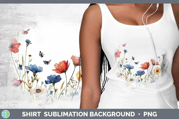 Patriotic Wild Flowers Shirt Sublimation Sublimation Backgro