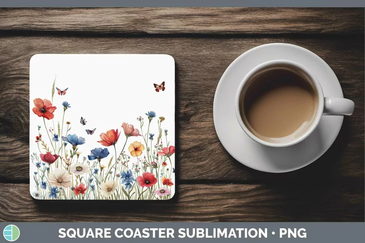Patriotic Wild Flowers Square Coaster Sublimation Coaster De