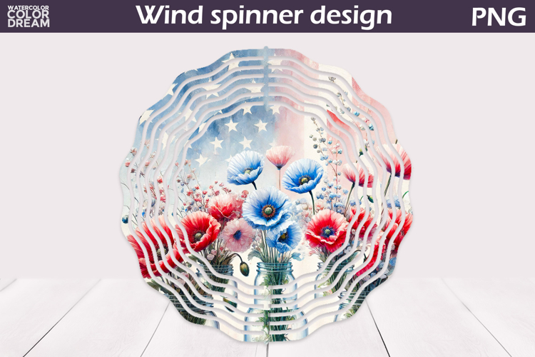 Patriotic Wind Spinner | 4th Of July Poppy Wind Spinner
