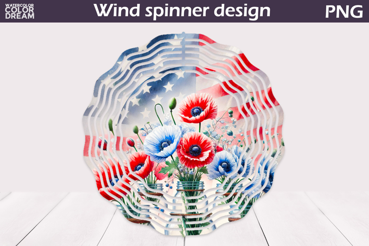 Patriotic Wind Spinner | 4th Of July Poppy Wind Spinner