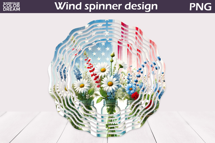 Patriotic Wind Spinner | 4th Of July Daisy Wind Spinner