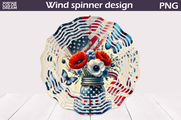 Patriotic Wind Spinner | 4th Of July Poppy Wind Spinner