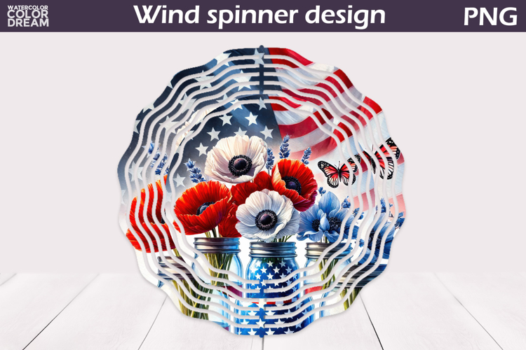 Patriotic Wind Spinner | 4th Of July Poppy Wind Spinner