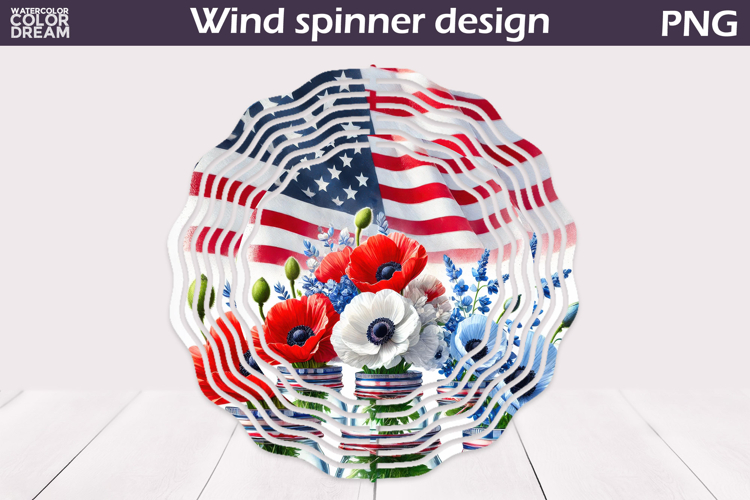 Patriotic Wind Spinner | 4th Of July Poppy Wind Spinner