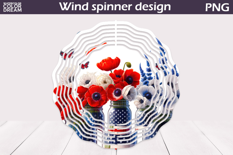 Patriotic Wind Spinner | 4th Of July Poppy Wind Spinner