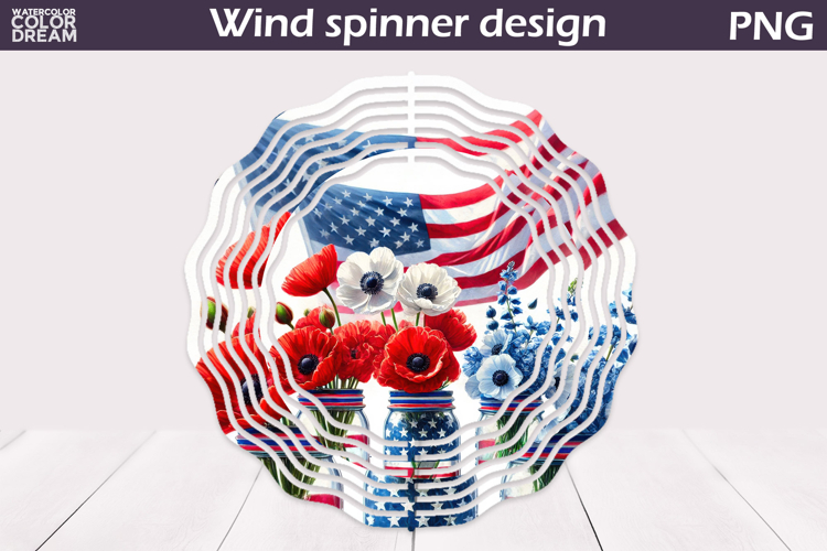 Patriotic Wind Spinner | 4th Of July Poppy Wind Spinner