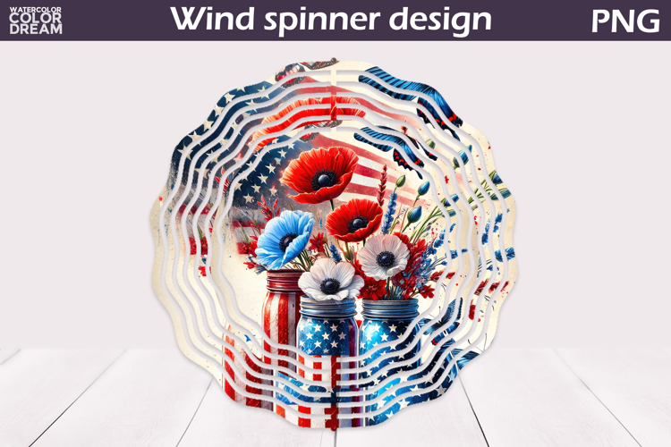 Patriotic Wind Spinner | 4th Of July Poppy Wind Spinner
