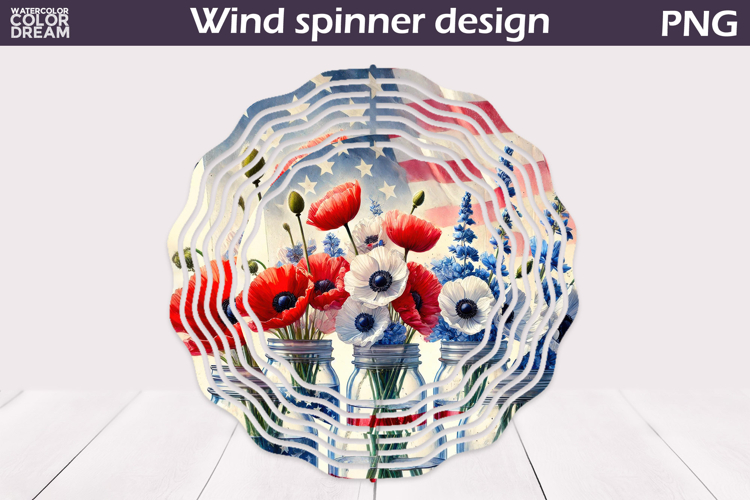 Patriotic Wind Spinner | 4th Of July Poppy Wind Spinner