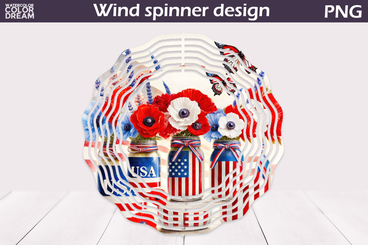 Patriotic Wind Spinner | 4th Of July Poppy Wind Spinner