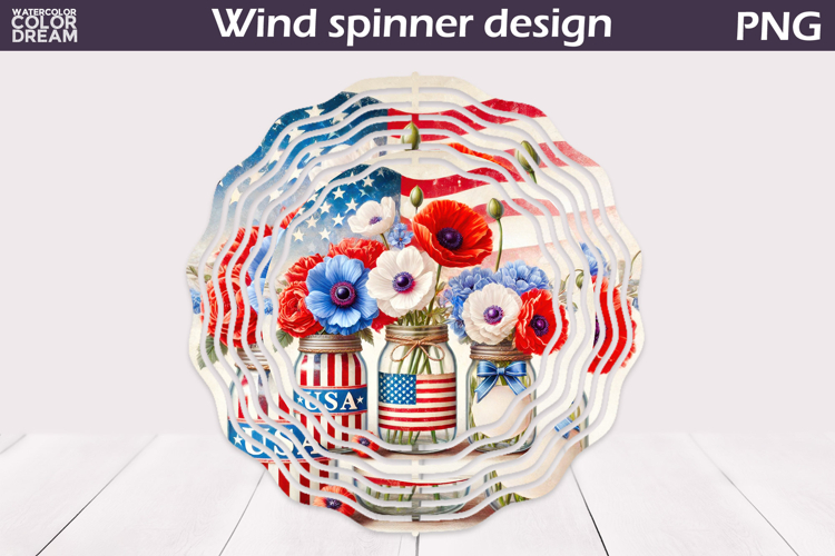 Patriotic Wind Spinner | 4th Of July Poppy Wind Spinner
