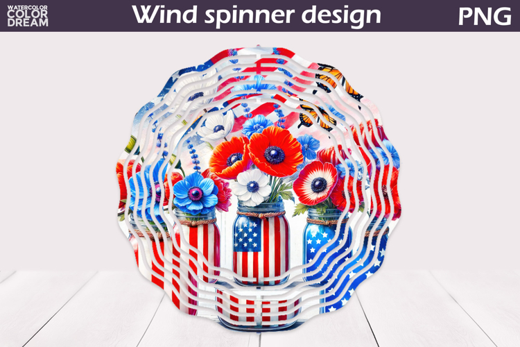 Patriotic Wind Spinner | 4th Of July Poppy Wind Spinner