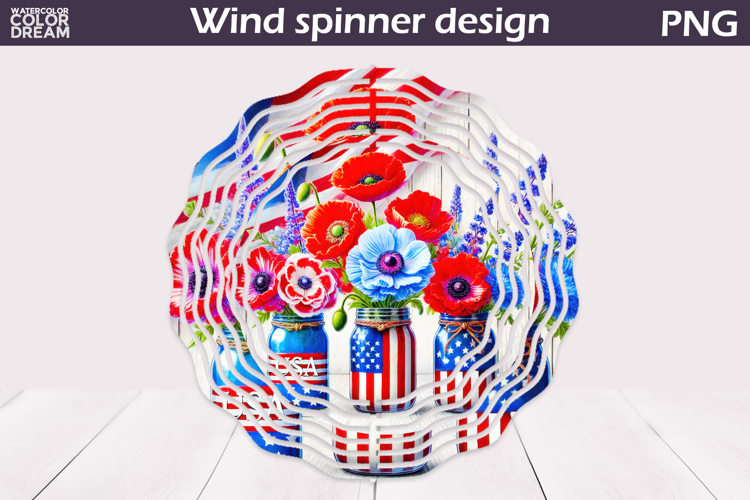 Patriotic Wind Spinner | 4th Of July Poppy Wind Spinner
