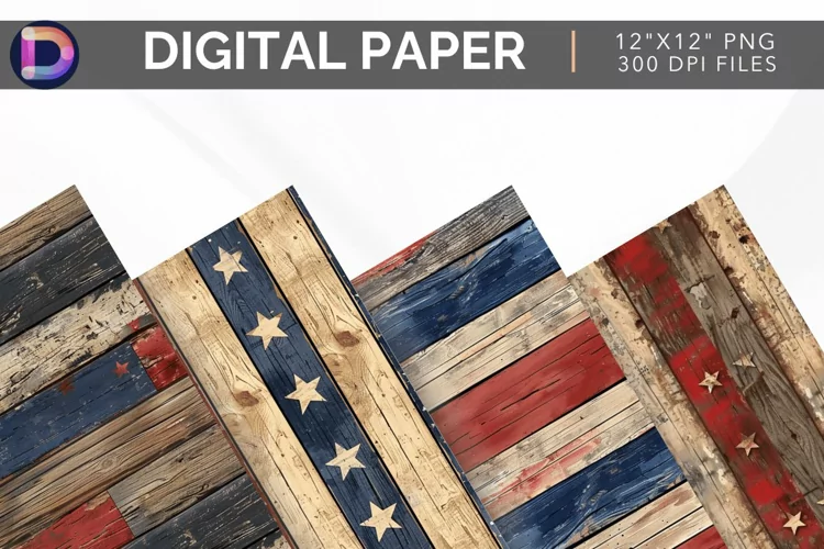 Patriotic Wood Seamless Digital Paper