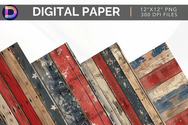 Patriotic Wood Seamless Digital Paper
