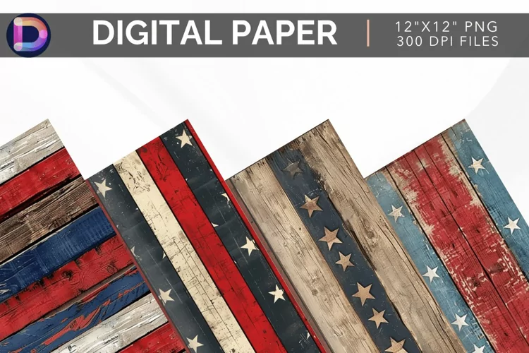 Patriotic Wood Seamless Digital Paper