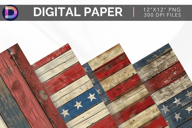 Patriotic Wood Seamless Digital Paper