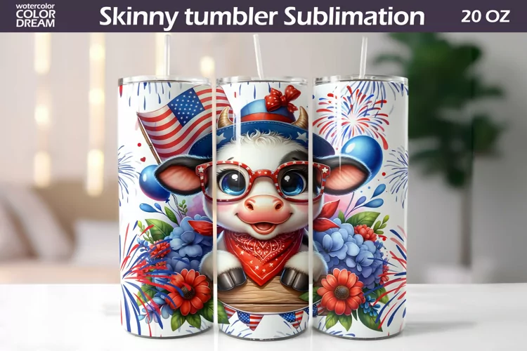 Cow Patriotic Tumbler | 4th Of July Tumbler